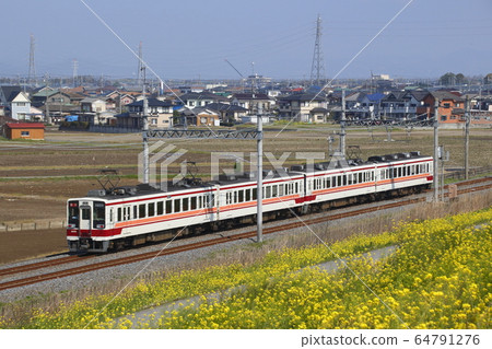 Tobu Nikko Line 6050 series and Nanohana field Tobu Nikko Line 6050 series and Nanohana field 64791276
