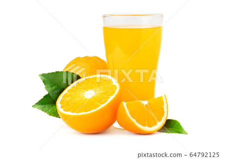 orange juice in glass with fruit isolate on white orange juice in glass with fruit isolate on white 64792125