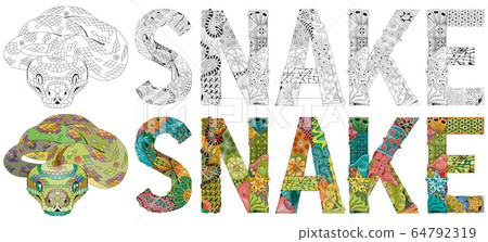 Word snake. Vector zentangle object for 64792319