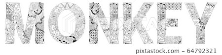 Word monkey. Vector zentangle object for coloring 64792321