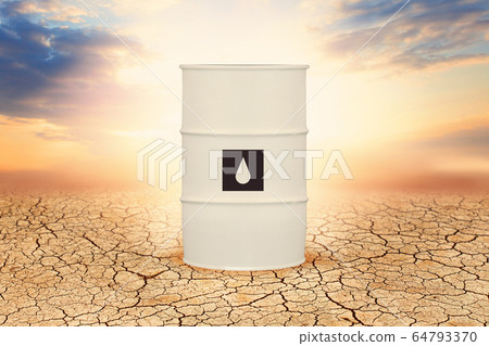 One white oil barrel against sky clouds 64793370