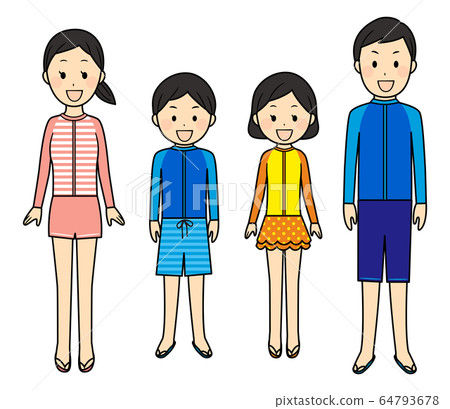 sea bathing, family, vector 64793678