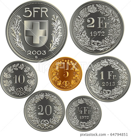 Set of swiss money Francs coins 64794851