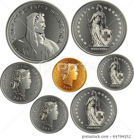 Set of swiss money Francs coins 64794852