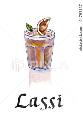 Lassi is a sweet Indian drink, consisting of beaten yogurt. This is lassi with red orange. Lassi is a sweet Indian drink, consisting of beaten yogurt. This is lassi with red orange. 64795127
