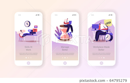 Procrastination, Time Management Business Process Mobile App Page Onboard Screen Template. Tiny Office People Characters Multitasking, Manage Working Productivity Concept. Cartoon Vector Illustration Procrastination, Time Management Business Process Mobile App Page Onboard Screen Template. Tiny Office People Characters Multitasking, Manage Working Productivity Concept. Cartoon Vector Illustration 64795279