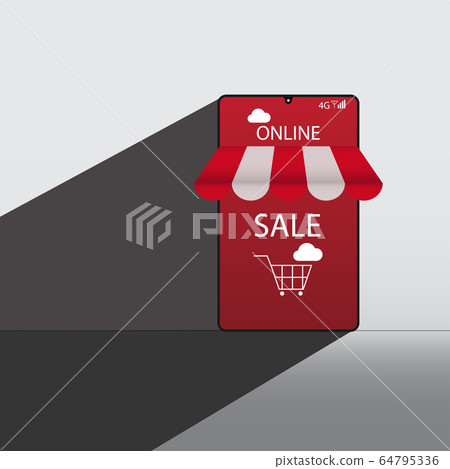 Online shopping. Sale event online shopping.Icon for online market. Mobile technology for connection Online shopping. Sale event online shopping.Icon for online market. Mobile technology for connection 64795336