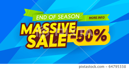 Massive Sale Social Media Promo Ad Poster, Banner with Typography on Blue Background with Abstract Print. Shopping Offer, Branding Template Design , Discount, Backdrop Decoration. Vector Illustration Massive Sale Social Media Promo Ad Poster, Banner with Typography on Blue Background with Abstract Print. Shopping Offer, Branding Template Design , Discount, Backdrop Decoration. Vector Illustration 64795338