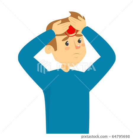 Young man suffer from headache vector isolated 64795698