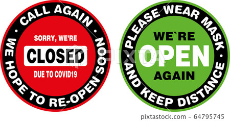 Closed and Open Signage or Door Sticker. Closed and Open Signage or Door Sticker. 64795745
