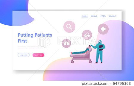 Mechanical Lungs Ventilation at Covid19 Pandemic Landing Page Template. Male Character Lying in Clinic Chamber in Hospital, Doctor in Suit Stand near Patient Bed. Cartoon People Vector Illustration Mechanical Lungs Ventilation at Covid19 Pandemic Landing Page Template. Male Character Lying in Clinic Chamber in Hospital, Doctor in Suit Stand near Patient Bed. Cartoon People Vector Illustration 64796368