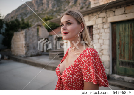 Vogue style elegant portrait of beautiful fashion 64796869