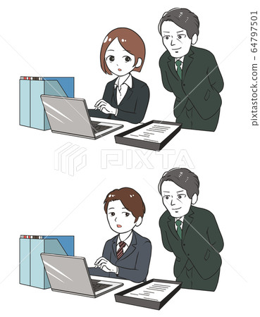 A subordinate who works while worrying about his boss 64797501