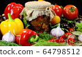 Products for the preservation of pepper. Spices and fresh pepper. Pepper, garlic, green dill 64798512