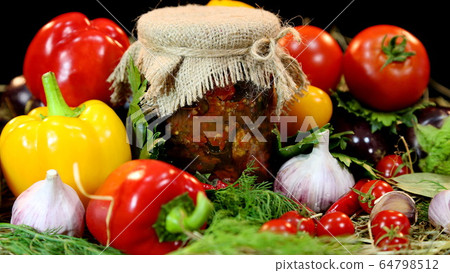 Products for the preservation of pepper. Spices and fresh pepper. Pepper, garlic, green dill 64798512