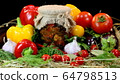 Bank with home preservation. Pepper, garlic, green dill 64798513