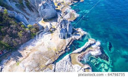 Aerial view Aomori Prefecture Shimokita Peninsula National Park Hotokeura 64798735