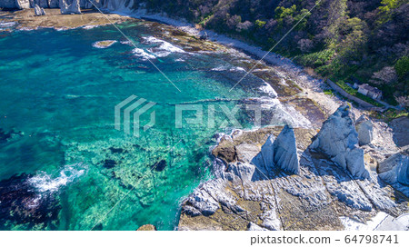 Aerial view Aomori Prefecture Shimokita Peninsula National Park Hotokeura 64798741