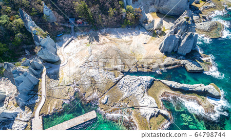 Aerial view Aomori Prefecture Shimokita Peninsula National Park Hotokeura 64798744