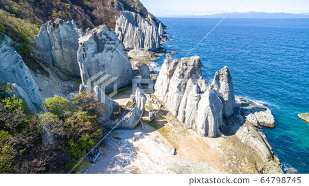 Aerial view Aomori Prefecture Shimokita Peninsula National Park Hotokeura 64798745