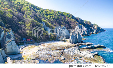 Aerial view Aomori Prefecture Shimokita Peninsula National Park Hotokeura 64798748