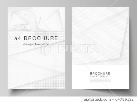 Vector layout of A4 cover mockup design template for brochure, flyer layout, booklet, cover design, book design, brochure cover. Halftone effect decoration with dots. Dotted pop art pattern decoration 64799152