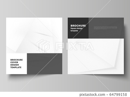 Vector layout of two square covers design templates for brochure, flyer, magazine, cover design, book design, brochure cover. Halftone effect decoration with dots. Dotted pop art pattern decoration. Vector layout of two square covers design templates for brochure, flyer, magazine, cover design, book design, brochure cover. Halftone effect decoration with dots. Dotted pop art pattern decoration. 64799158