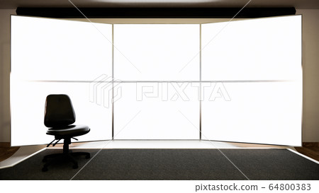 Studio - Modern Film Studio with white Screen. 3D 64800383