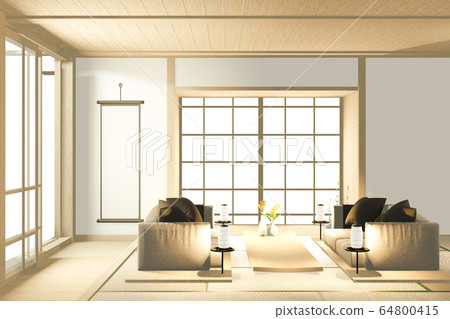 Tropical interior design with sofa for living room 64800415