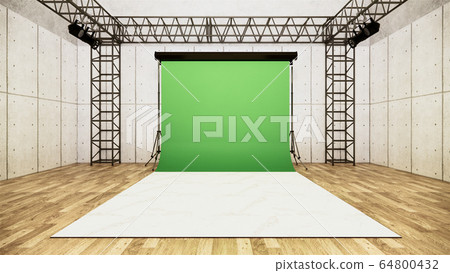 Studio - Modern Film Studio with white Screen. 3D 64800432