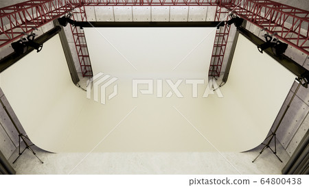 Studio - Modern Film Studio with white Screen. 3D Studio - Modern Film Studio with white Screen. 3D 64800438