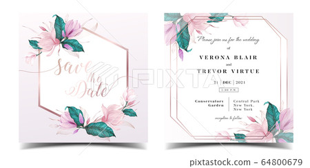 Wedding invitation card template with floral 64800679