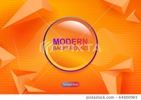 Yellow design with triangles with 3D effect, round frame with a gradient Yellow design with triangles with 3D effect, round frame with a gradient 64800965