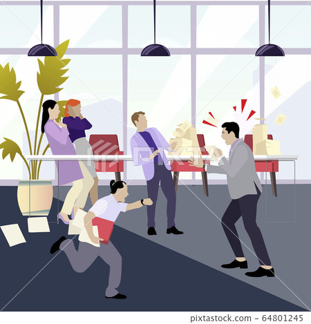 Angry boss shouting at employees. man stressfull Angry boss shouting at employees. man stressfull 64801245