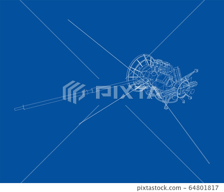 Communication satellite concept outline. Vector Communication satellite concept outline. Vector 64801817
