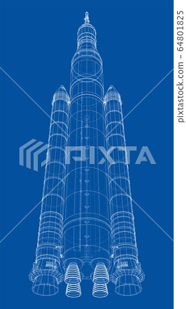 Space rocket concept outline. Vector Space rocket concept outline. Vector 64801825