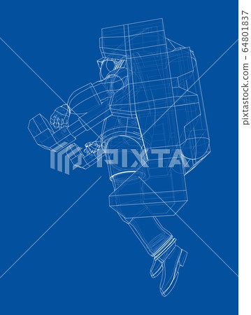 Astronaut concept. Vector rendering of 3d 64801837