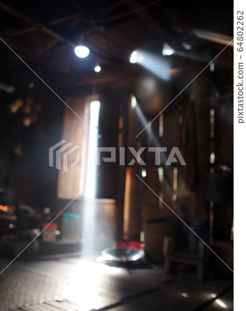 blur defocused picture of primitive style home kitchen in rural vintage cottage house in LAOS authentic shot in countryside house shows ethnic people's life blur defocused picture of primitive style home kitchen in rural vintage cottage house in LAOS authentic shot in countryside house shows ethnic people's life 64802262