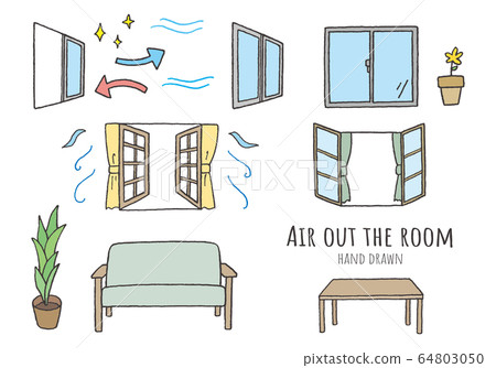 與房間通風有關的手繪插圖（彩色） 64803050