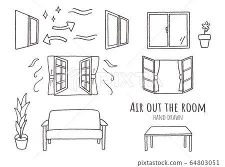 手繪插圖與房間通風有關 64803051