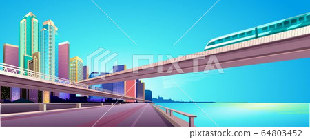 City street buildings, skyline view 64803452