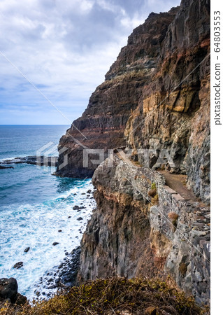 Cliffs and ocean view in Santo Antao island, Cape Cliffs and ocean view in Santo Antao island, Cape 64803553