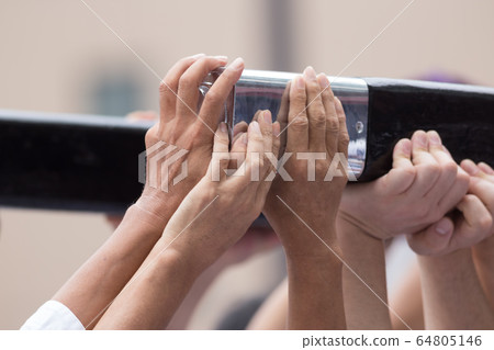 Hands of the participants of the 893rd Myoken Hands of the participants of the 893rd Myoken 64805146