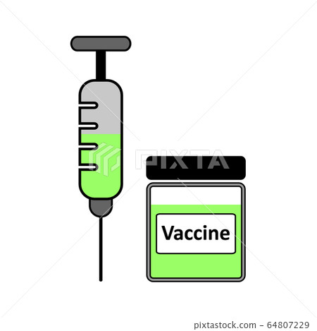 Vaccine icon on white. 64807229
