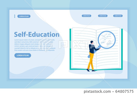 Self-Education Flat Vector Landing Page and Banner 64807575