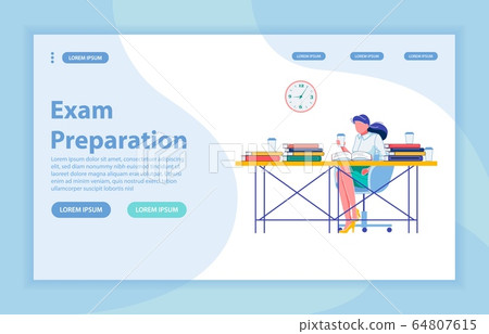 Exam Preparation Vector Landing Page with Banner Exam Preparation Vector Landing Page with Banner 64807615