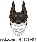 Illustration dog doberman with respirator 64808059