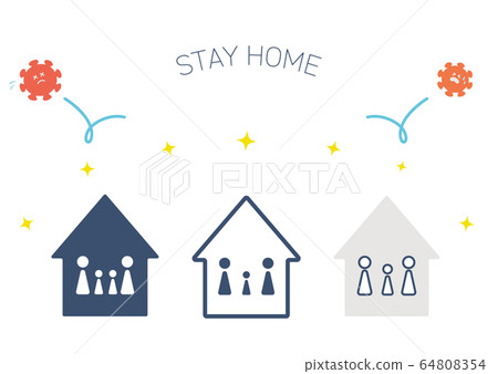 家庭等待電暈病毒圖標說明 家庭等待電暈病毒圖標說明 64808354