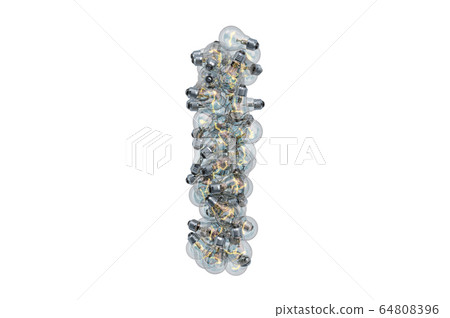 Letter I from light bulbs, 3D rendering Letter I from light bulbs, 3D rendering 64808396