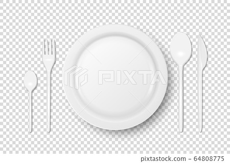 Vector 3d Realistic White Plastic, Paper Disposable Food Dish, Cutlery - Plate, Spoon, Fork, Khife Icon Set Isolated. Top View. Design template, Mock up for Graphics, Branding Identity, Printing Vector 3d Realistic White Plastic, Paper Disposable Food Dish, Cutlery - Plate, Spoon, Fork, Khife Icon Set Isolated. Top View. Design template, Mock up for Graphics, Branding Identity, Printing 64808775